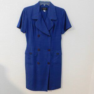 Spenser Jeremy Silk Double Breasted Lined Career Dress Royal Blue Size 4
